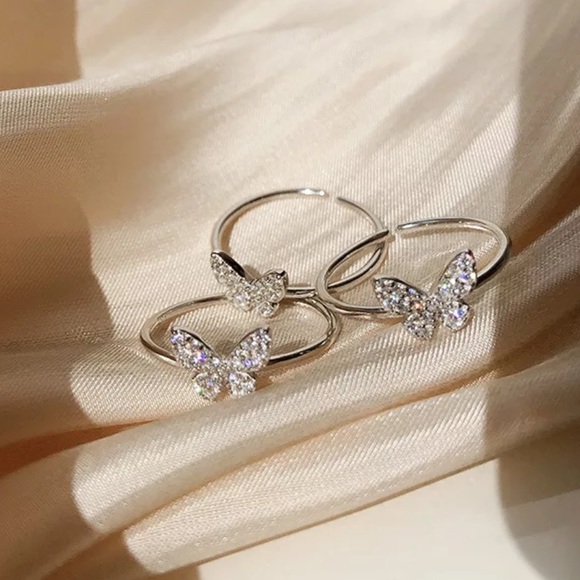 NEW 925 STERLING SILVER BUTTERFLY ADJUSTABLE RING - Picture 6 of 7